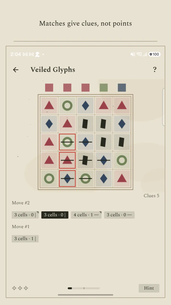 Silmadi gameplay, a match yielding a clue
